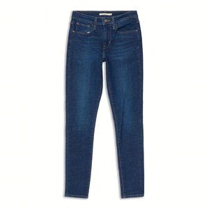 Levis Womens 721 Jeans 33 Dark Blue Wash High Rise Skinny Cotton Blend Stretch